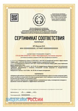 Сертификат квалификации участников закупки для ИП. Пермь Сертификат СТО 03.080.02033720.1-2020